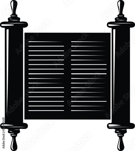 Hebrew Torah Silhouette Vector | Elegant Black Vector Art for Jewish Cultural Illustration