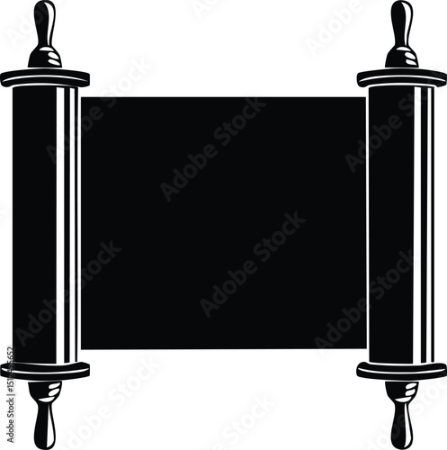 Hebrew Torah Silhouette Vector | Elegant Black Vector Art for Jewish Cultural Illustration