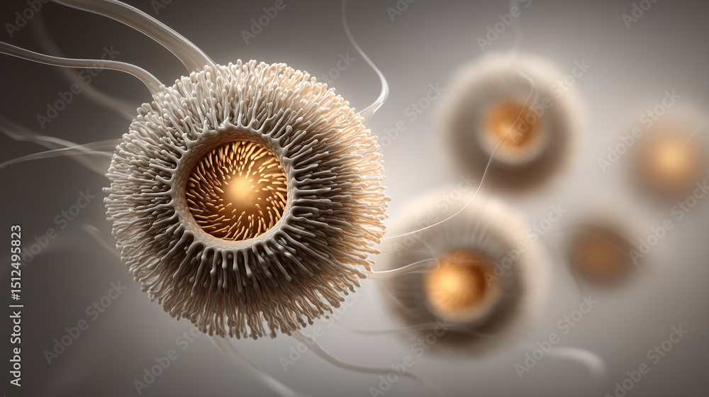 Fototapeta premium Detailed illustration of bacterial spores on a soft background 