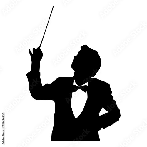 Conductor rising baton silhouette