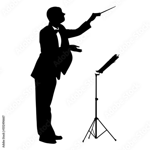 Man conductor pointing silhouette