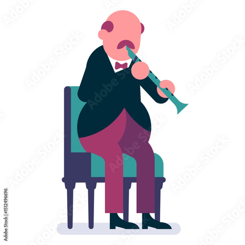 Orchestra flutist cartoon