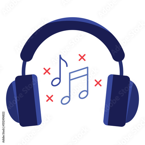 Music notes headphones icon