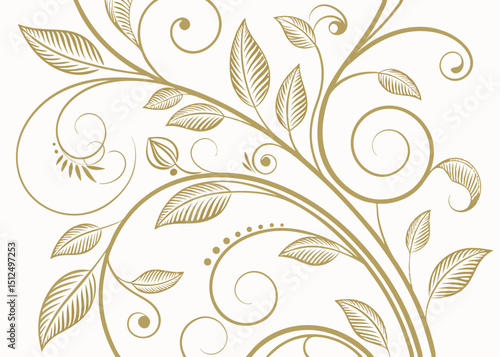 Jungle botanical pattern in hand drawn Art Deco style. Vintage baroque floral ornament wallpaper with wavy leaves vector. Luxury background for upscale design and decoration.

