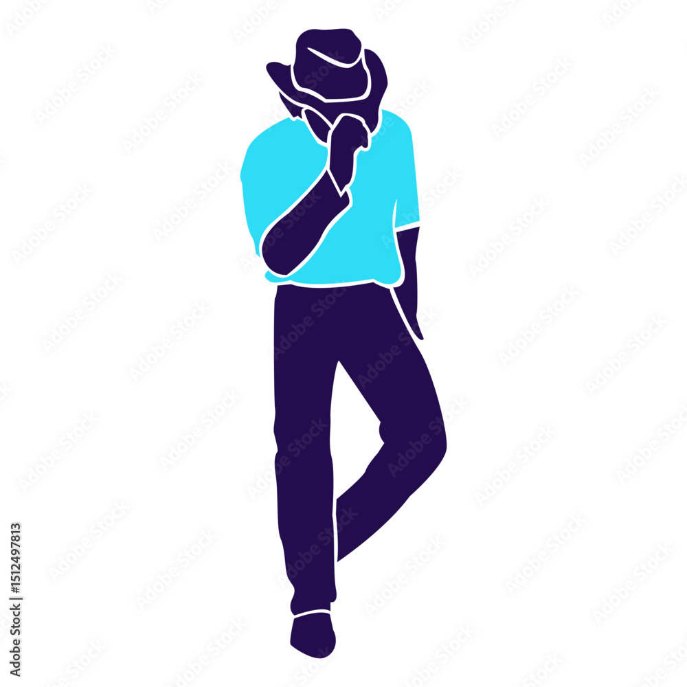 Fototapeta premium Dance pose hat tip silhouette