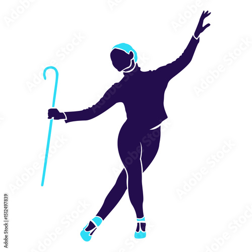 Dance pose lady cane silhouette