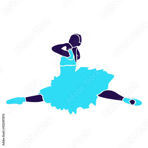 Dance pose lady jump silhouette