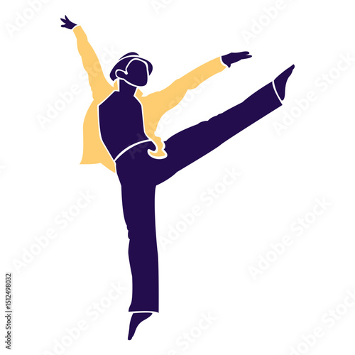Dance pose man tip toe silhouette
