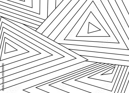 Vector design element of thin black lines on a white background. Abstract intertwined triangles. Black and white striped pattern. Vector background. Flowing. Optical