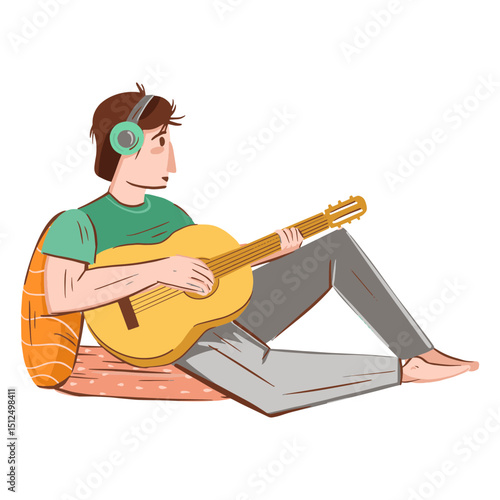 Guy playing guitar character