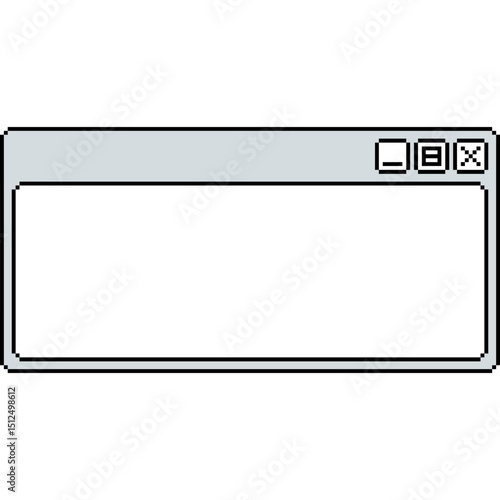 Pixel art blank window UI with retro interface and curved line