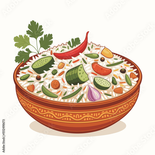 Fragrant Vegetable Pulao in Traditional Pot