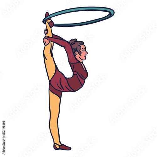 Girl circus ring hand drawn