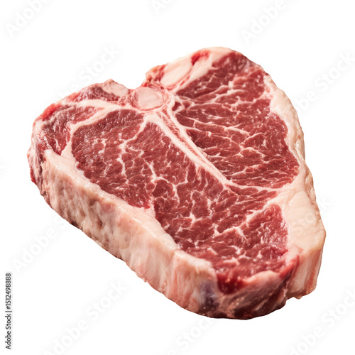 Raw t bone steak isolated on transparent background