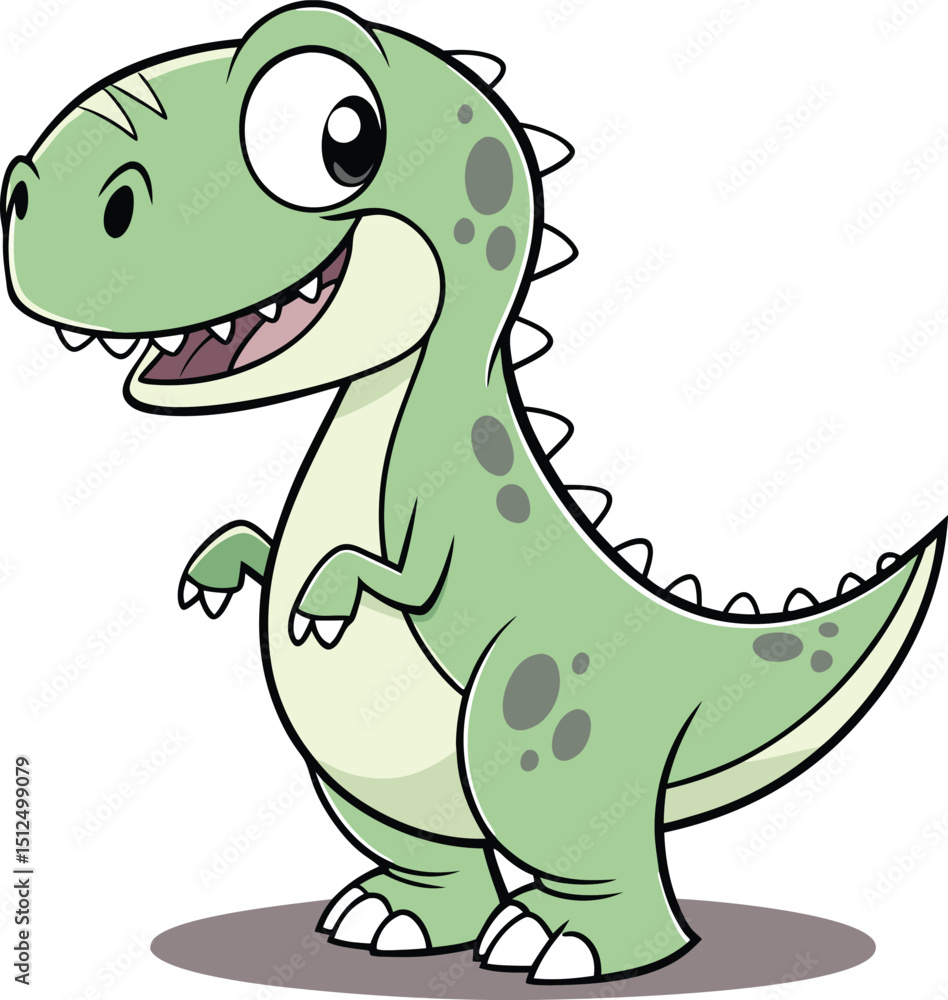 Cute Cartoon T-Rex Dinosaur Smiling in Green Color, Vector Illustration for Kids' Books, Educational Designs, Stickers, or Prehistoric-Themed Party Graphics Cute Cartoon T-Rex Dinosaur Smiling in Green Color, Vector Illustration for Kids' Books, Educational Designs, Stickers, or Prehistoric-Themed Party Graphics