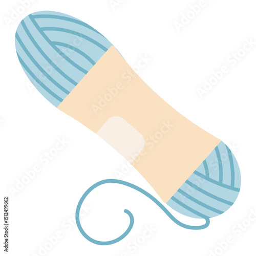 Blue yarn spool flat icon