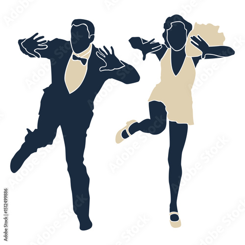 Duotone swing dancing couple