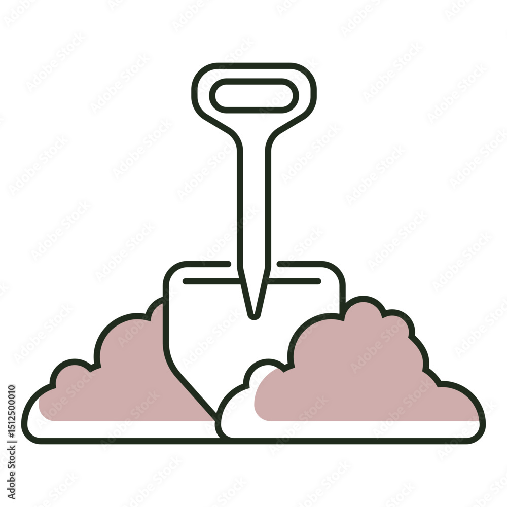 Fototapeta premium Shovel in dirt logo