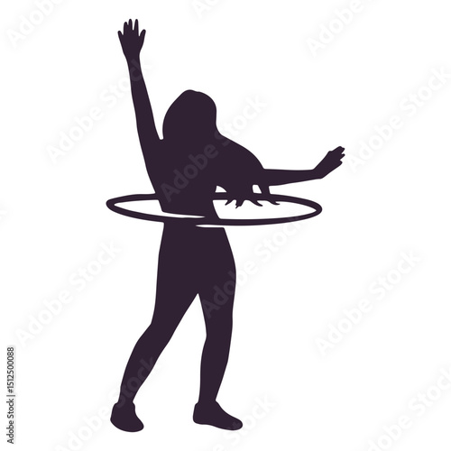 Woman hula hoop silhouette