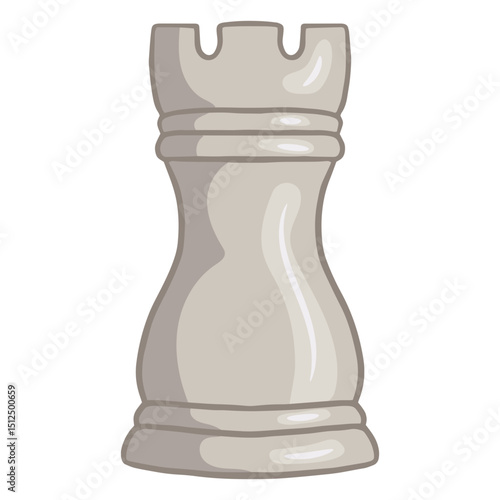 White rook chess piece color stroke 