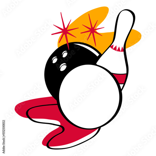 Ball and pin retro bowling