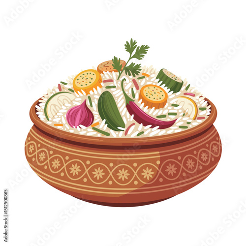 Fragrant Vegetable Pulao in Traditional Pot