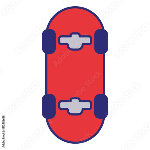 Red skateboard with purple wheels