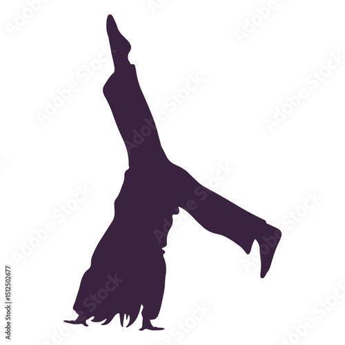 Cartwheel people silhouette