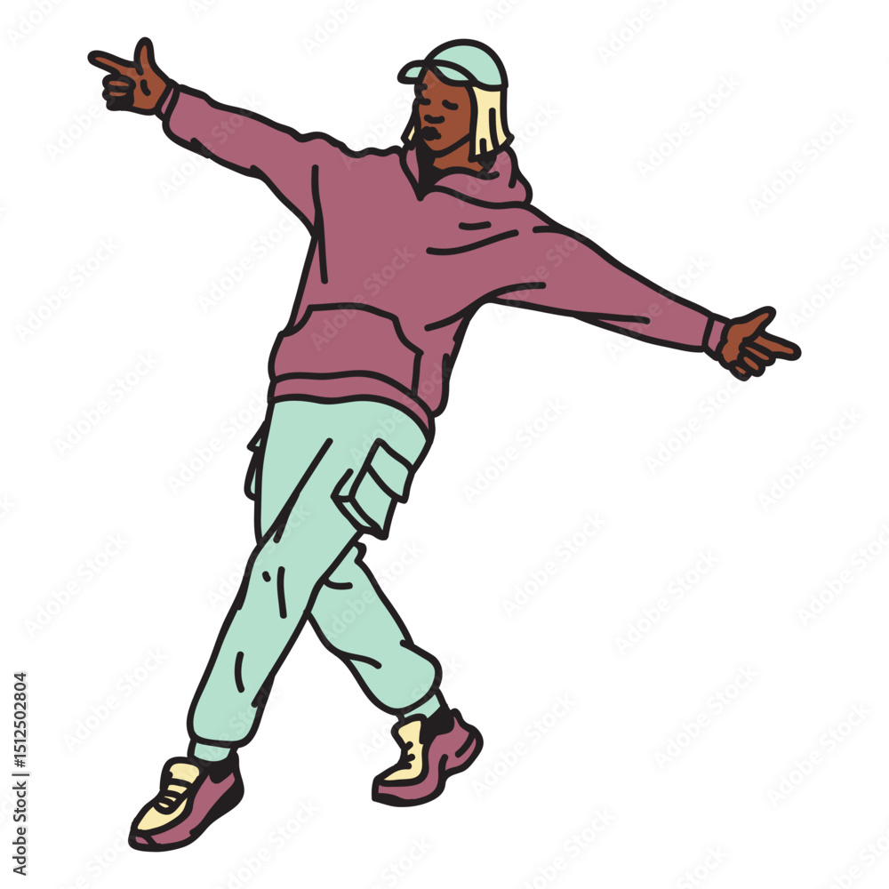 Fototapeta premium Urban dancer color stroke