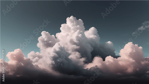 abstract A vector illustration of fluffy clouds set against a gradient sky. The sky transitions from a soft dark  white tone in the upper corners to a light blue in the center.
