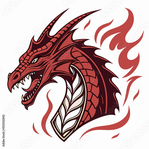 Wallpaper Mural Powerful Dragon with Fiery Details vector illustration Torontodigital.ca