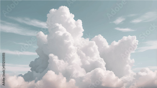 A vector illustration of fluffy clouds set against a gradient sky. The sky transitions from a soft pink dip white tone in the upper corners to a light blue in the center.

