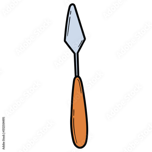 Hand drawn cartoon palette knife on white background.