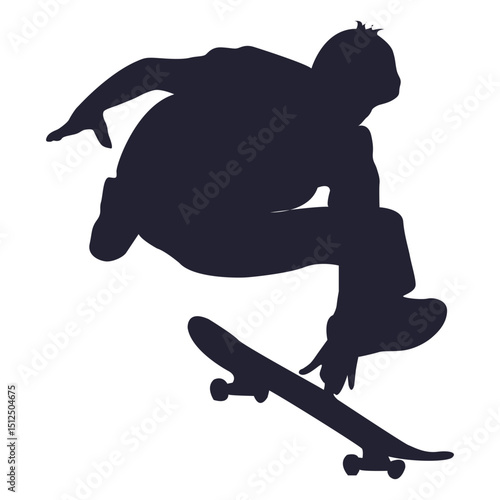 Skateboard jumping silhouette