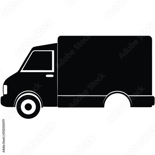 Black and white vector illustration of a large cargo truck with a spacious cabin and a long trailer, Retro silhouette of delivery truck vector illustration graphic design, A black silhouette of a truc