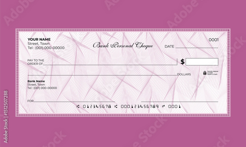 guilloche pattern Business Bank Check Vector