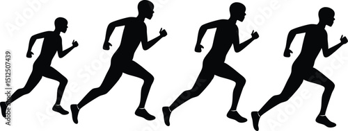  running silhouettes showing sprinters joggers