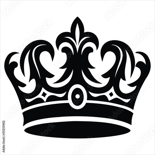 royal crown silhouette line art vector illustration