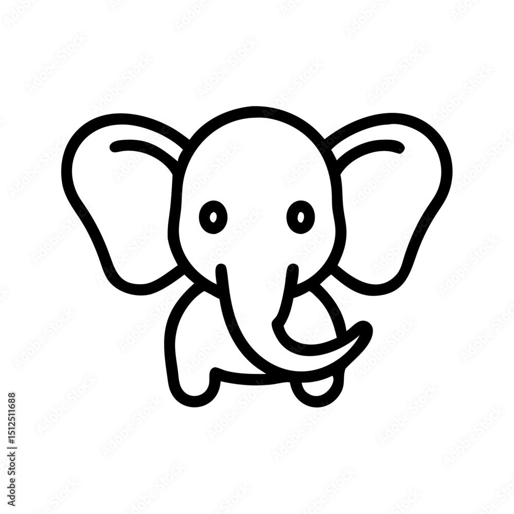 Fototapeta premium Cute baby elephant with oversized ears vector illustration