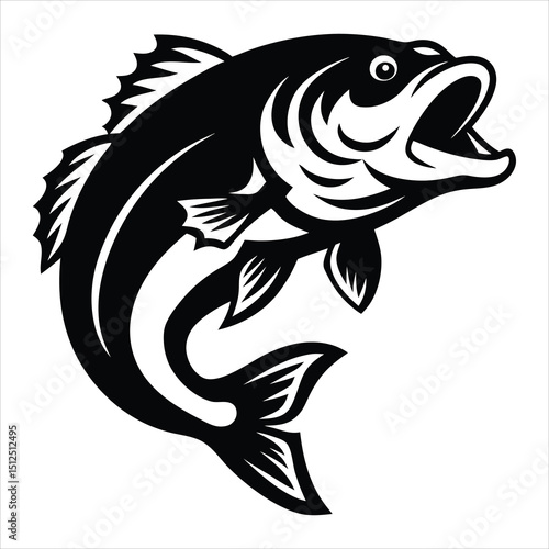 Bass fish vector isolated illustration design