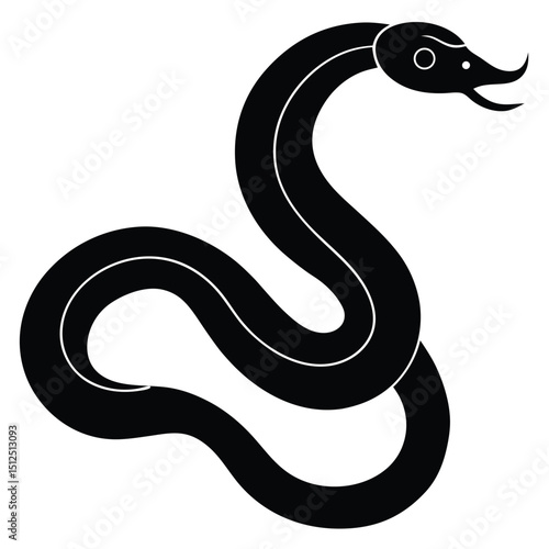 Cobra snake silhouette vector art illustration black, snake graphic icon snake black silhouette isolate vector, Coiled snake silhouette vector illustration of a cartoon of a snake vector illustration.