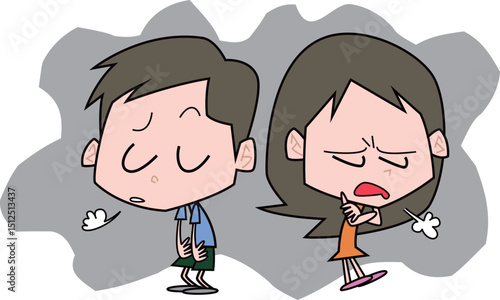 ため息をついてる男女