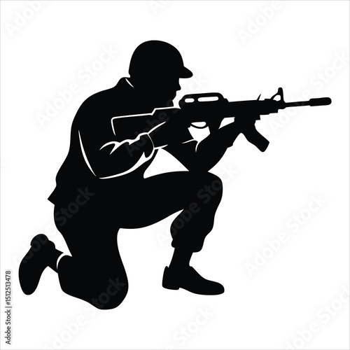 Soldier Silhouette Flat Vector Illustration