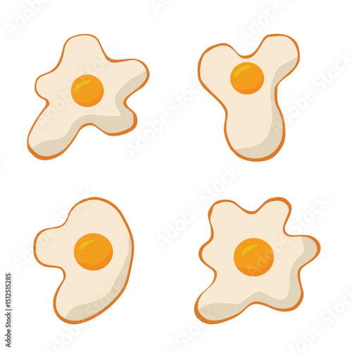fried eggs on a white background, drawn by hand. vector.