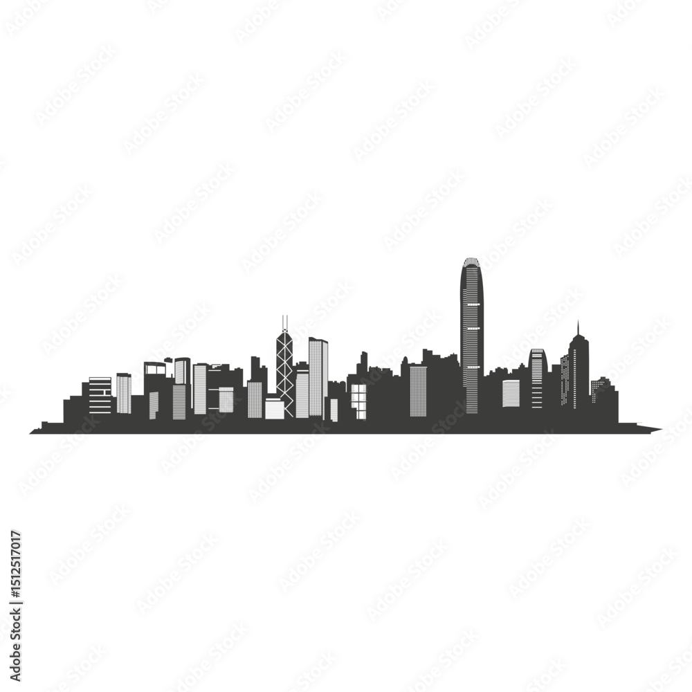 Hong kong skyline silhouette Hong kong skyline silhouette