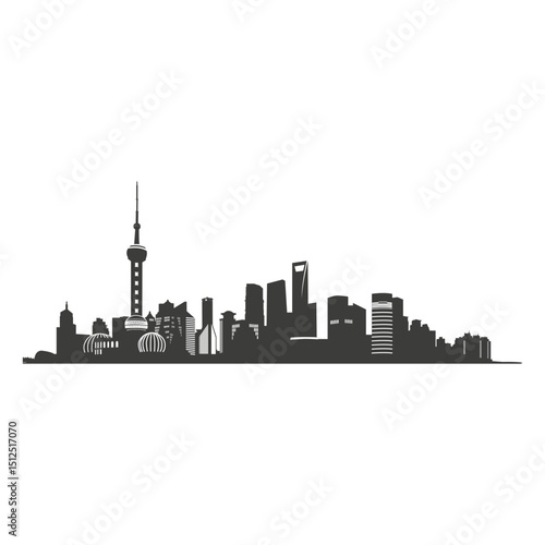 Shanghai skyline silhouette