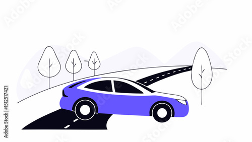 Dynamic Car Driving Journey  vector illustration