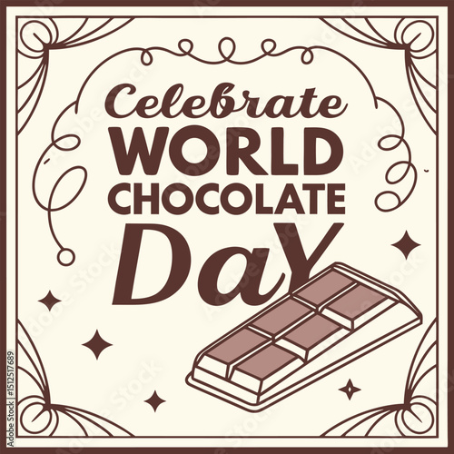 World Chocolate Day: A delectable illustration inviting you to indulge in the celebration of World Chocolate Day with an elegant illustration of chocolate bars.