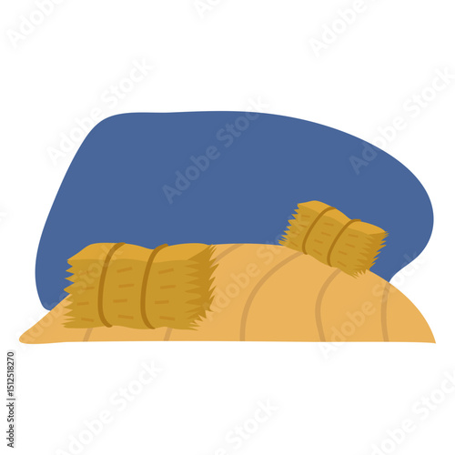Nature scenery bales semi flat