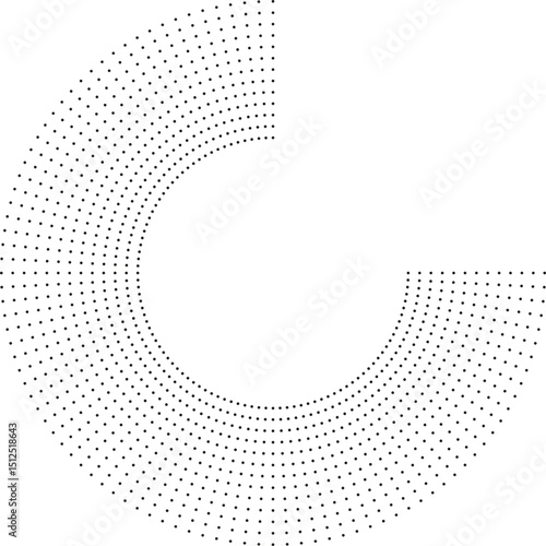 Circular texture with medium dotted rays, missing one quarter, leaving a noticeable space in the center.